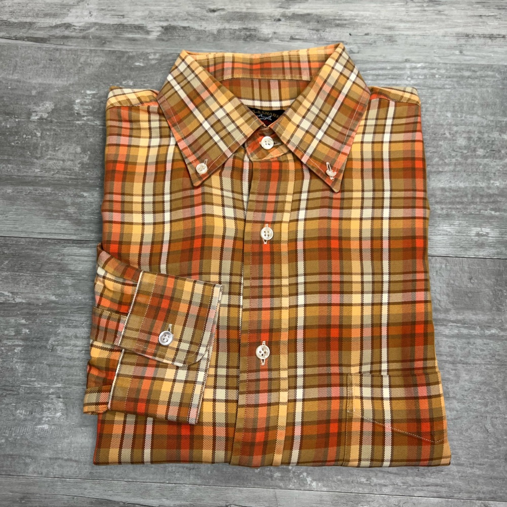 Paul & Shark Yachting Gold, Orange & White Plaid Shirt L